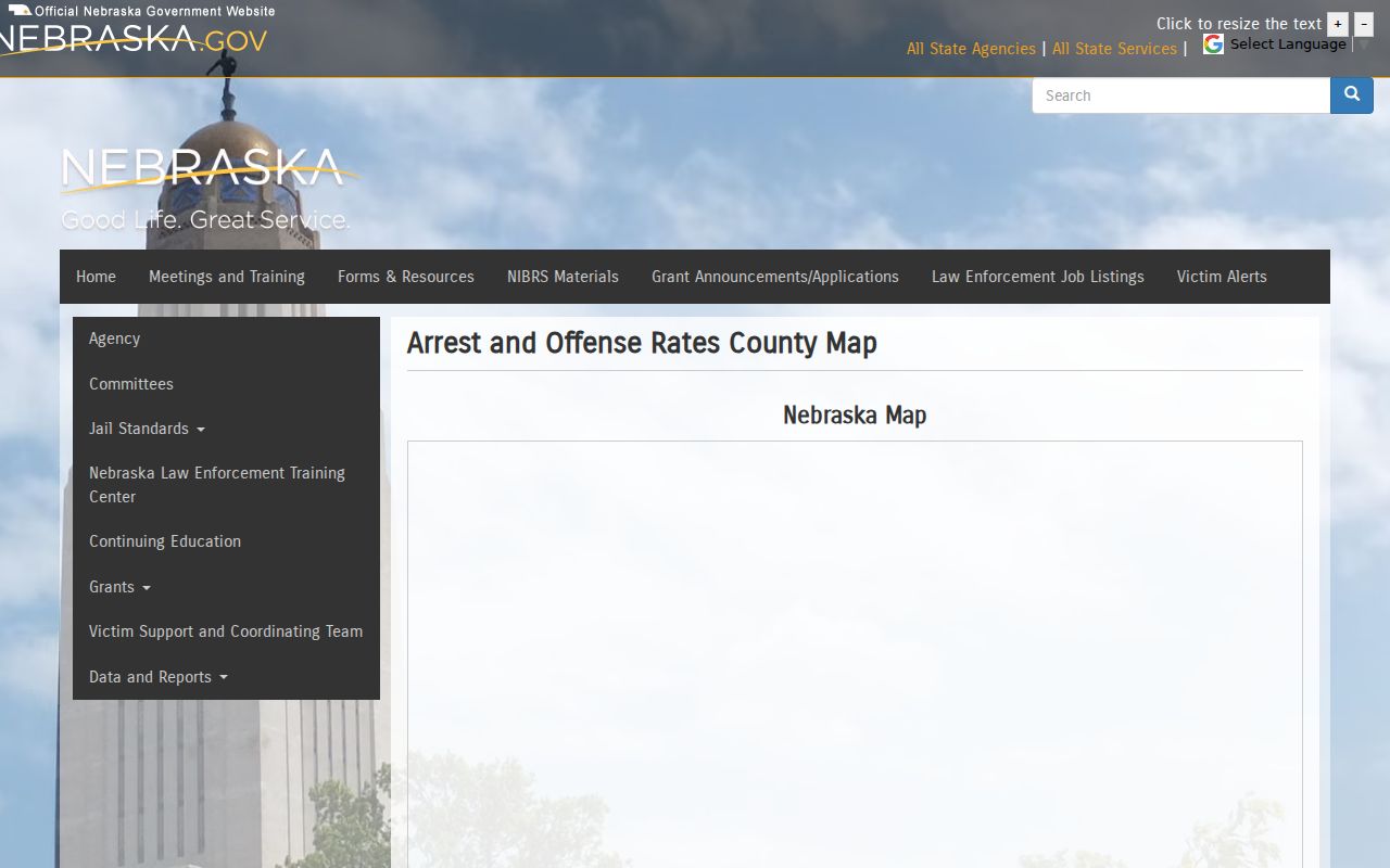 Official Antelope County arrest rate and offense data interface