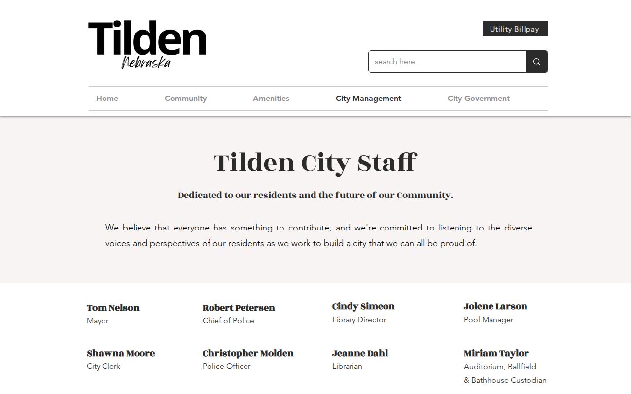 Tilden criminal records contact information on the current city police and staff page