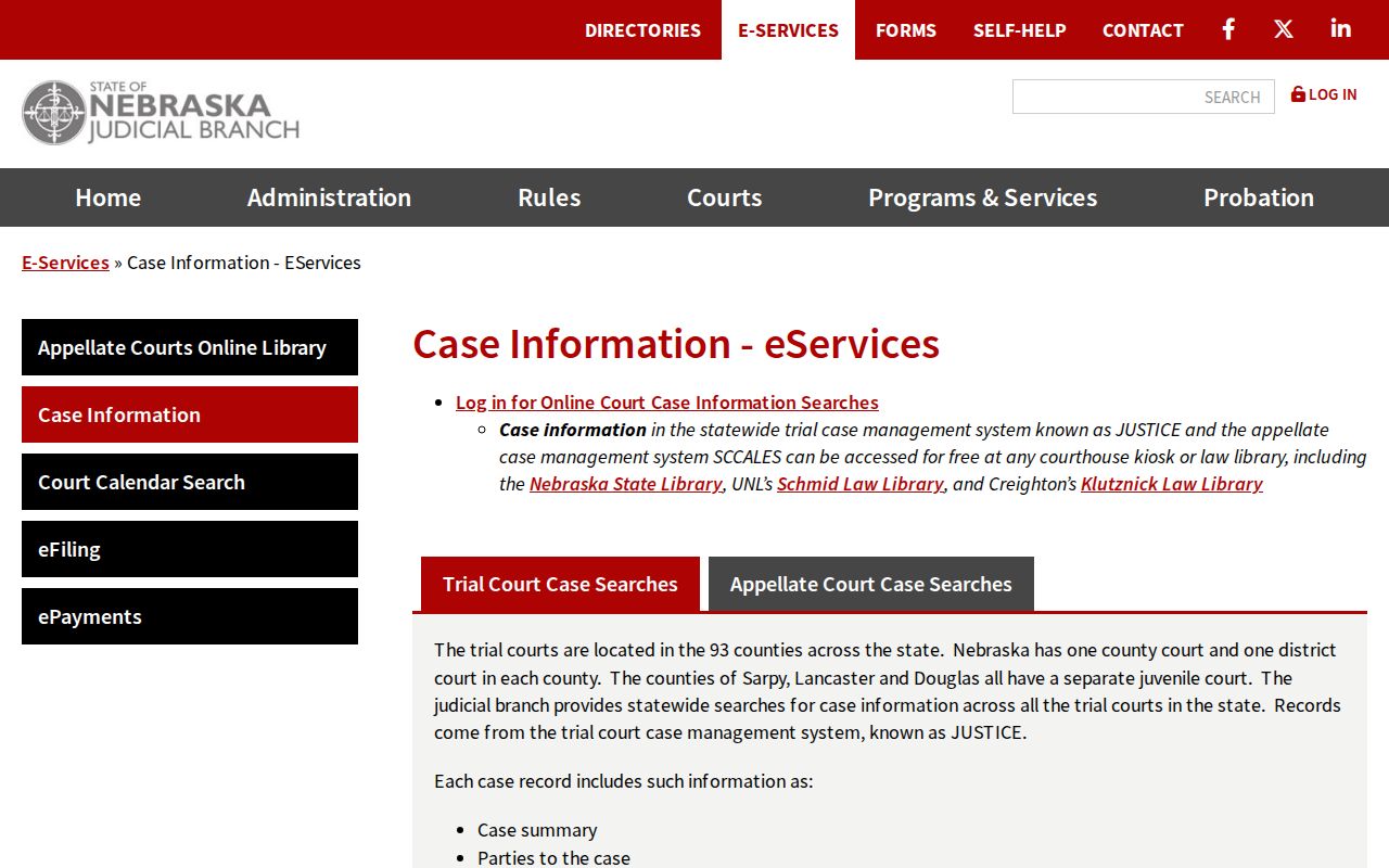 Antelope County criminal court record JUSTICE search products