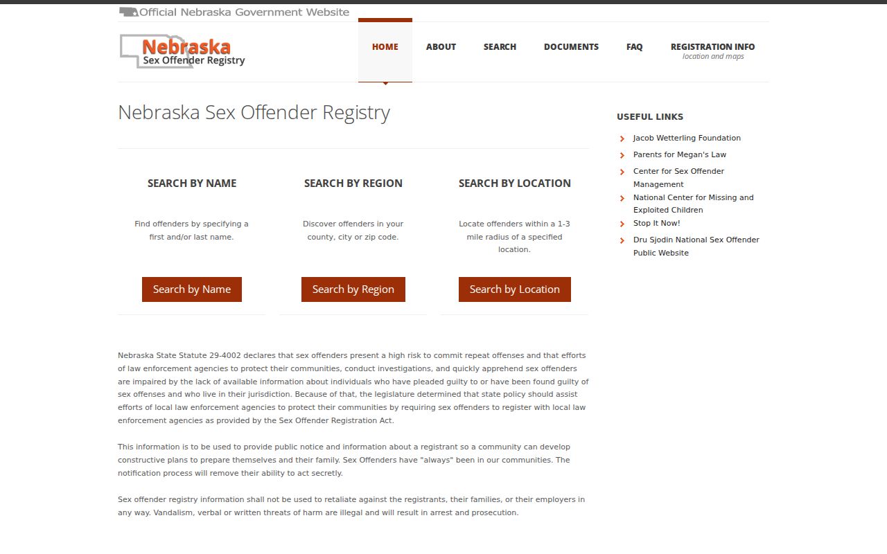 Antelope County criminal records Nebraska Sex Offender Registry choices