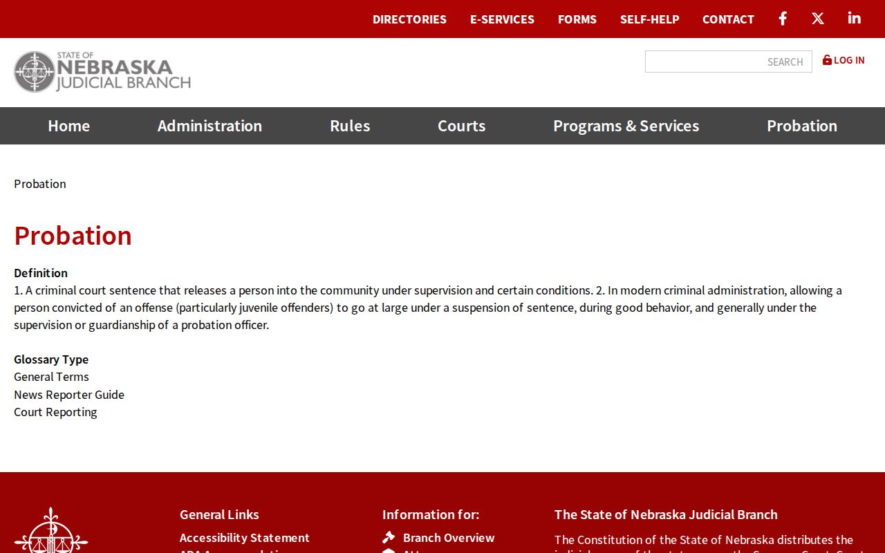 Antelope County criminal record Nebraska Judicial Branch probation page