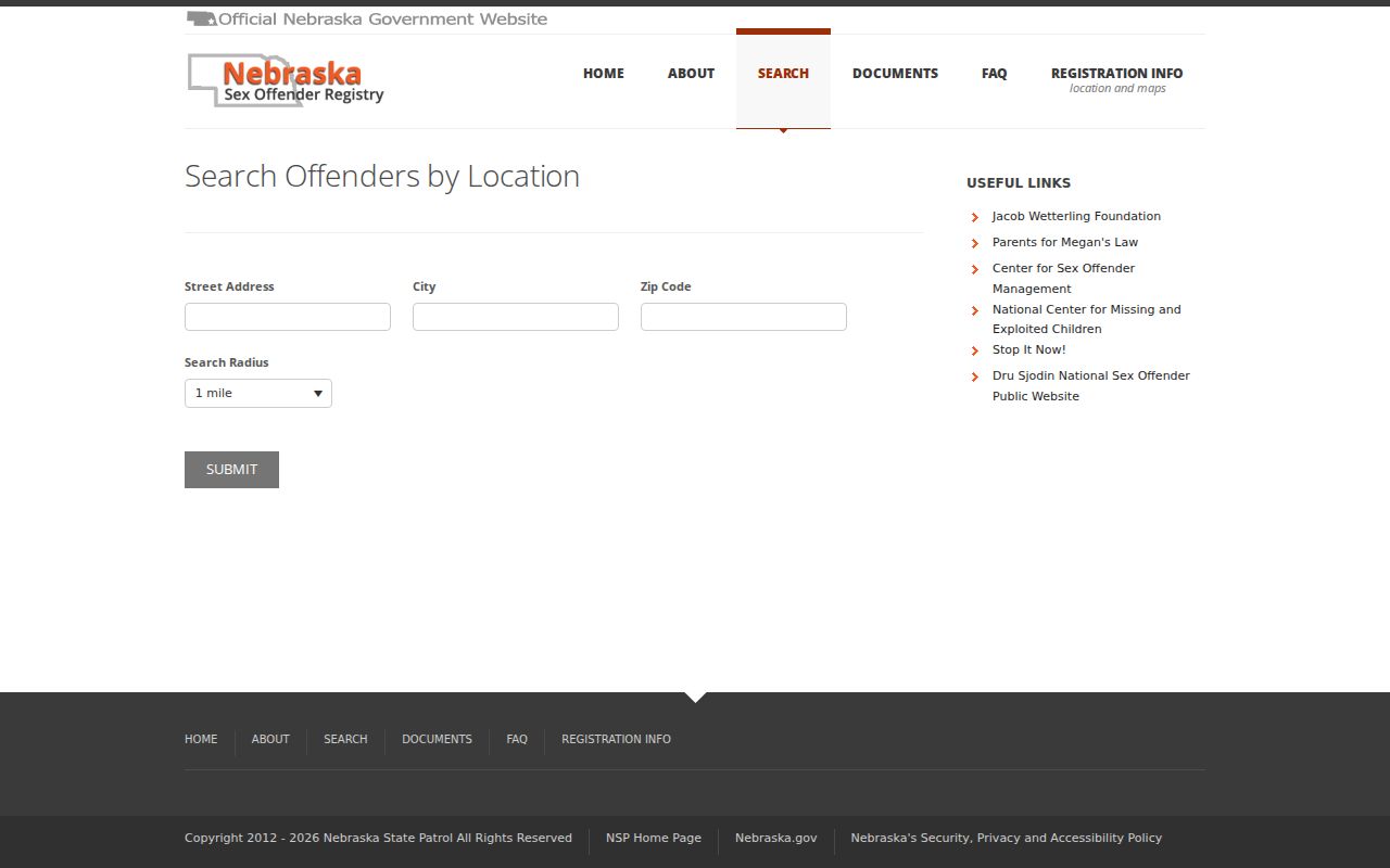 Antelope County sex offender lookup address radius search